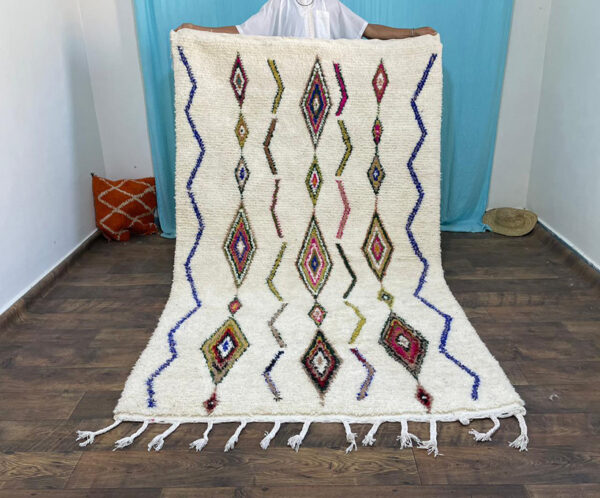 Hand Knotted Azilal Rug, Moroccan Custom Rug, Colorful New Design Wool Rug, Handmade Azilal Rug