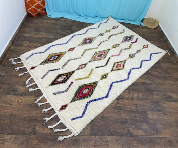 Hand Knotted Azilal Rug, Moroccan Custom Rug, Colorful New Design Wool Rug, Handmade Azilal Rug