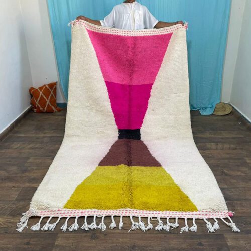 Stunning Moroccan Rug, Beni Ourain Orange, yellow, pink Rug, Handmade Wool Rug, Beni Ourain Rug, Style Moroccan Rug, Ready to Ship Carpet