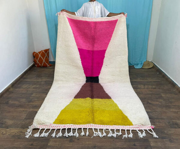Stunning Moroccan Rug, Beni Ourain Orange, yellow, pink Rug, Handmade Wool Rug, Beni Ourain Rug, Style Moroccan Rug, Ready to Ship Carpet