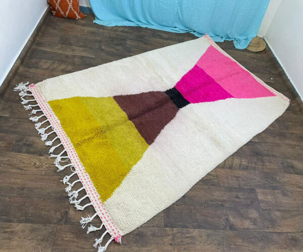 Stunning Moroccan Rug, Beni Ourain Orange, yellow, pink Rug, Handmade Wool Rug, Beni Ourain Rug, Style Moroccan Rug, Ready to Ship Carpet