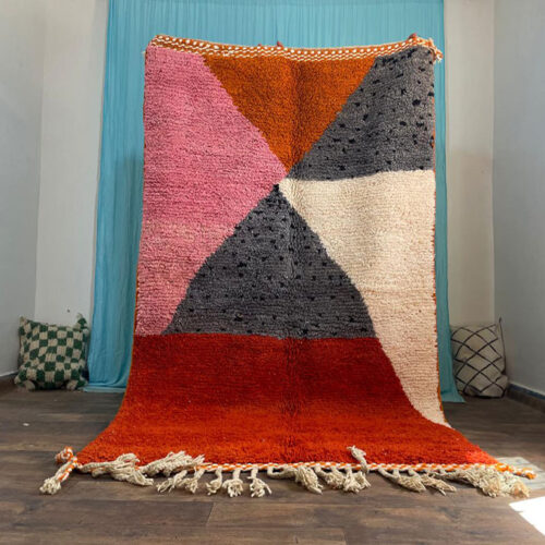 Gorgeous Boujaad Red rug - Custom Aera Rug - Tribal berber Rug - Moroccan Rug Hand Knotted - Abstract Multicolored Carpet - Boujaad Carpet