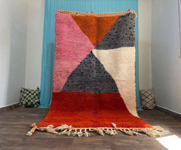 Gorgeous Boujaad Red rug - Custom Aera Rug - Tribal berber Rug - Moroccan Rug Hand Knotted - Abstract Multicolored Carpet - Boujaad Carpet