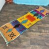 Gorgeous Green Runner Rug Decor Wool, Authentic Moroccan Berber Rug Colorful