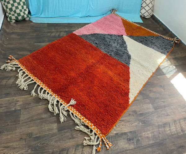 Gorgeous Boujaad Red rug - Custom Aera Rug - Tribal berber Rug - Moroccan Rug Hand Knotted - Abstract Multicolored Carpet - Boujaad Carpet