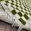 Large GREEN and white checkered rug, Moroccan Berber checkered rug, Checkered area rug-Checkerboard Rug beniourain rug, Soft black white Rug